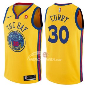 Maglie NBA Stephen Curry Golden State Warriors Citta Giallo