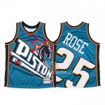 Maglia Detroit Pistons Derrick Rose Mitchell & Ness Big Face Blu