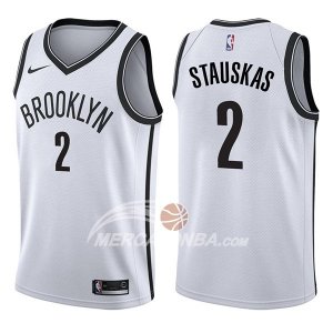 Maglie NBA Brooklyn Nets Nik Stauskas Association 2017-18 Bianco