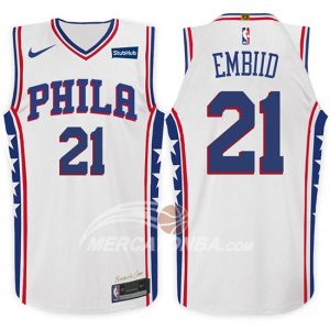 Maglie NBA Joel Embiid Philadelphia 76ers 2017-18 Bianco