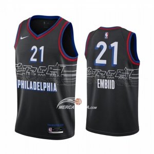 Maglia Philadelphia 76ers Joel Embiid Citta 2020-21 Nero