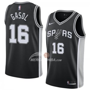 Maglie NBA Spurs Pau Gasol Icon 2017-18 Nero