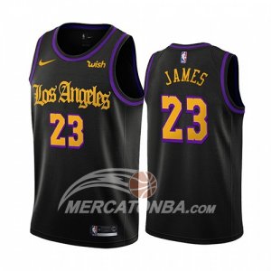 Maglia Los Angeles Lakers Lebron James Citta 2019-20 Nero