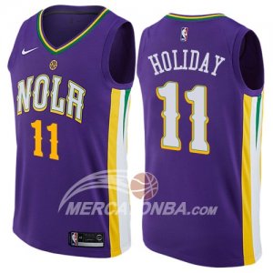 Maglie NBA New Orleans Pelicans Holiday Ciudad 2017-18 Viola