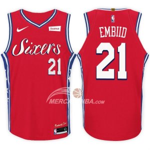 Maglie NBA Autentico 76ers Embiid 2017-18 Rosso