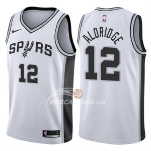 Maglie NBA Autentico Spurs Aldridge 2017-18 Bianco