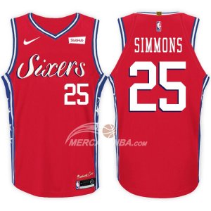Maglie NBA Autentico 76ers Simmons 2017-18 Rosso