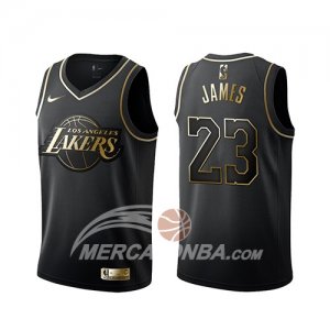 Maglie Golden Edition Los Angeles Lakers Lebron James Nero