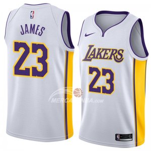 Maglie NBA Lakers Lebron James Association 2017-18 Bianco
