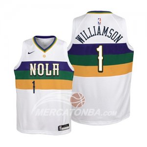 Maglia Bambino New Orleans Pelicans Zion Williamson Ciudad 2019 Bianco