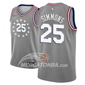 Maglie NBA Philadelphia 76ers Ben Simmons Ciudad 2018-19 Grigio
