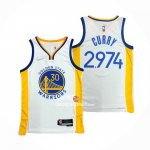 Maglia Golden State Warriors Stephen Curry 2974th 3 Points Bianco