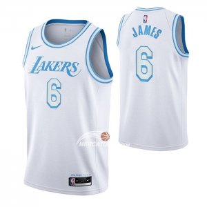 Maglia Los Angeles Lakers LeBron James Citta 2021-22 Bianco