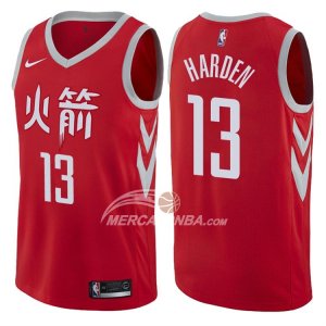 Maglie NBA James Harden Houston Rockets City Edition 2017-18 Rosso