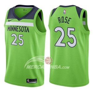 Maglie NBA Minnesota Timberwolves Derrick Rose Statehombret 2017-18 Verde