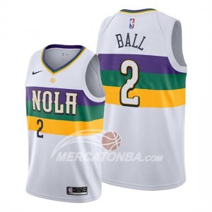 Maglia New Orleans Pelicans Lonzo Ball Citta Bianco