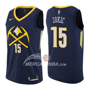 Maglie NBA Denver Nuggets Nikola Jokic Ciudad 2017-18 Blu