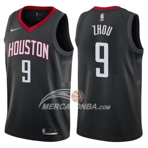 Maglie NBA Houston Rockets Zhou Qi Statehombret 2017-18 Nero