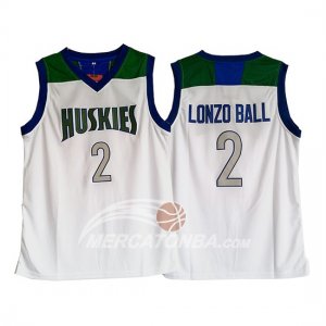 Maglie NBA Huskies Lonzo Ball Blanco