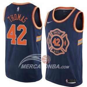 Maglie NBA New York Knicks Lance Thomas Ciudad 2018 Blu