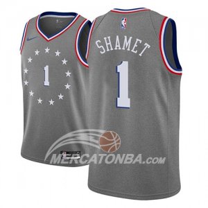 Maglie NBA Philadelphia 76ers Landry Shamet Ciudad 2018-19 Grigio