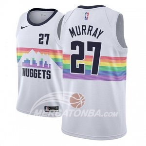 Maglie NBA Denver Nuggets Jamal Murray Ciudad 2018-19 Bianco
