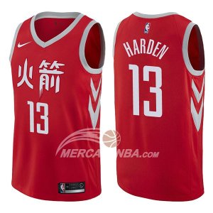 Maglie NBA Houston Rockets James Harden Ciudad 2017-18 Rosso