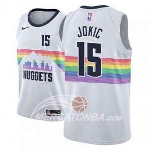 Maglie NBA Denver Nuggets Nikola Jokic Ciudad 2018-19 Bianco
