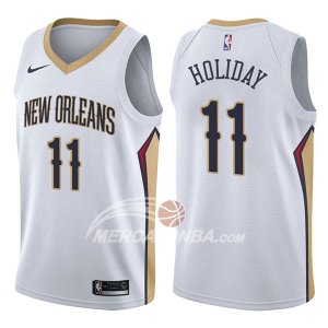 Maglie NBA New Orleans Pelicans Jrue Holiday Association 2017-18 Bianco