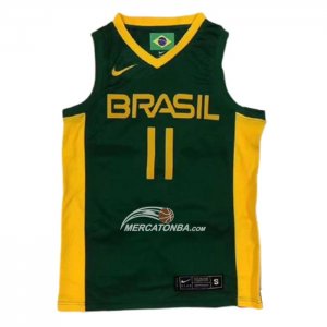 Maglia Brasile Anderson Varejao No 11 2019 FIBA Baketball World Cup Verde
