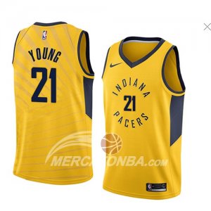 Maglie NBA Indiana Pacers Thaddeus Young Statement 2018 Giallo