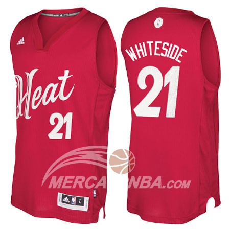 Maglia NBA Whiteside Christmas,Miami Heat Rosso