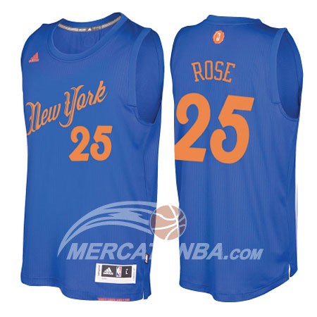 Maglia NBA Rose Christmas,New York Knicks 76ers Blu