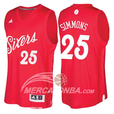 Maglia NBA Simmons Christmas,Philadelphia 76ers Rosso