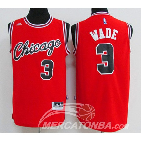 Maglia NBA Retro Legature Wade,Chicago Bulls Rosso