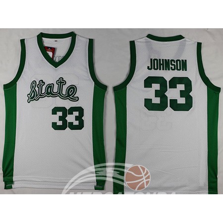 Maglia NBA NCAA Michigan Johnson 33# Bianco