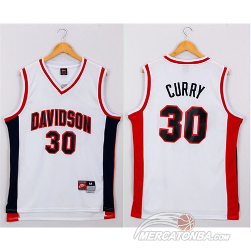 Maglia NBA NCAA Davidson Curry Bianco