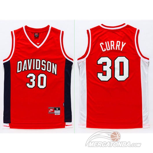 Maglia NBA NCAA Davidson Curry Rosso