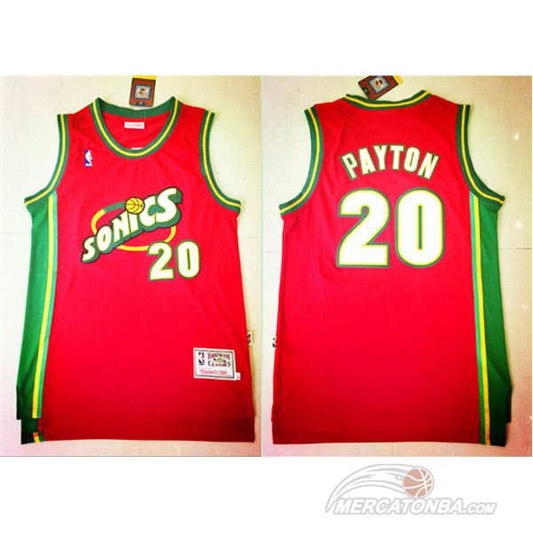 Maglia NBA retro Payton,Seattle Sonics Rosso