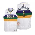 Maglia Bambino New Orleans Pelicans Zion Williamson Ciudad 2019 Bianco