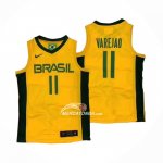 Maglia Brasile Anderson Varejao No 11 2019 FIBA Baketball World Cup Giallo