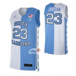 Maglia NCAA North Carolina Tar Heels Michael Jordan NO 23 Split Blu Bianco
