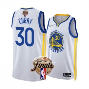 Maglia Golden State Warriors Stephen Curry NO 30 Association 2022 NBA Finals Bianco