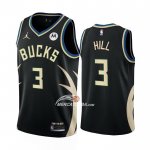 Maglia Milwaukee Bucks George Hill NO 3 Statement 2022-23 Nero