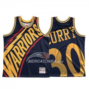 Maglia Golden State Warriors Stephen Curry Mitchell & Ness Big Face Blu