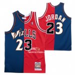 Maglia Chicago Bulls Washington Wizards Michael Jordan NO 23 Split Blu Rosso