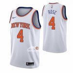 Maglia New York Knicks Derrick Rose NO 4 Association Bianco