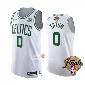 Maglia Boston Celtics Jayson Tatum NO 0 Association Autentico 2022 NBA Finals Bianco