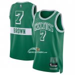 Maglia Boston Celtics Jaylen Brown NO 7 Citta 2021-22 Verde