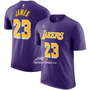 Maglia Manica Corta Los Angeles Lakers Lebron James Statement Viola